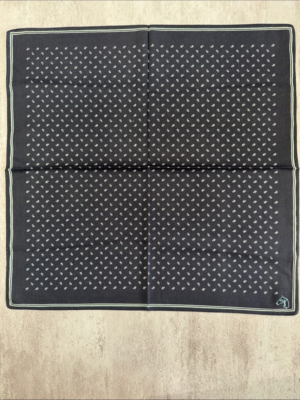 Yves Saint Laurent Black Pocket Square with Light Gray Motif